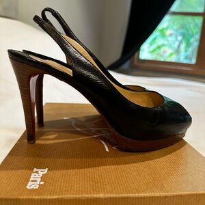 Christian Louboutin platform heel Cathay sling back. Classic elegance.